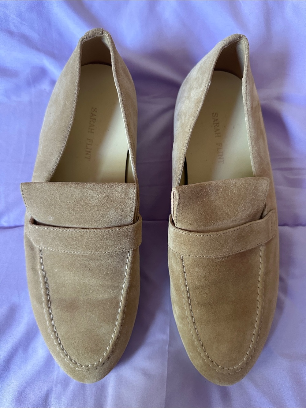 Sarah Flint Suede Loafers in Beige-Tan